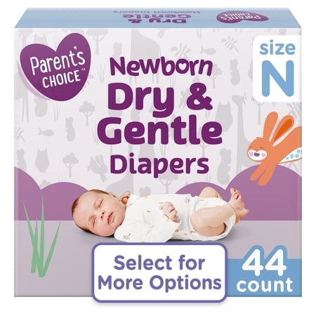 Dry & Gentle Diapers Size N, 44 Count