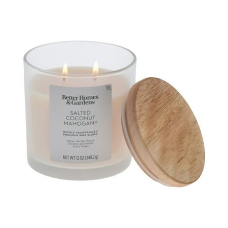 Better Homes and Gardens 2-Wick Salted Coconut Mahogany 12oz Scented Ombre Jar Candle