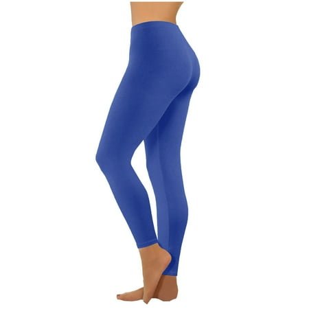 Zpanxa Leggings for Women, Butt Lift High Waisted No See-Through Yoga Pants. Workout Running Leggings, Fashion Casual Solid Color Slim Leg Workout Running Trousers Blue M