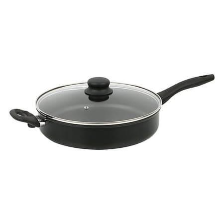 Mainstays 4 Quart Multi-Use Non-Stick 28cm Black Jumbo Cooker Frying Pan with Glass Lid
