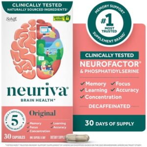 Neuriva Original Brain Health Supplement, Support for Memory and Focus, 30 count Capsules