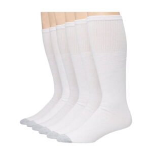 Hanes Double Tough Men's Over-the-Calf Tube Socks, Odor Protection, 6 Pairs White 6-12