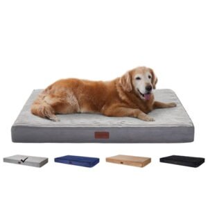 Ophanie Orthopedic Dog Bed for Large Dogs with Removable Washable Cover, Non-Slip Bottom & Waterproof Liner, Suitable for Crates, 35"x22"x3.5", Gray