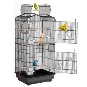 VEVOR 41" Open Top Hanging Bird Cage, Heavy-Duty Iron Small Parrot Cage with Secure Doors & Accessories, Flight Cage for Parakeets Cockatiels Lovebirds Finches Canaries