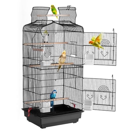 VEVOR 41" Open Top Hanging Bird Cage, Heavy-Duty Iron Small Parrot Cage with Secure Doors & Accessories, Flight Cage for Parakeets Cockatiels Lovebirds Finches Canaries