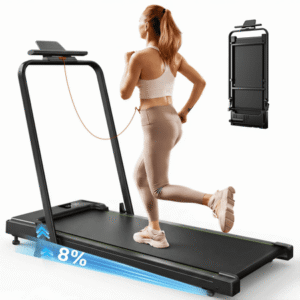 Treadmill 2 in 1 for Home/Office,Patbrela 300 Lbs Walking Pad Treadmill with HandleBar,Under Desk Treadmill,LED Display & Remote Control