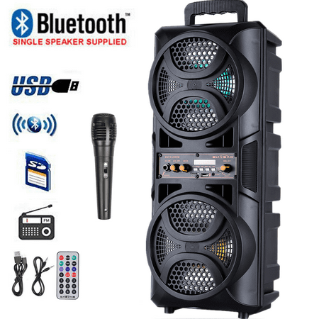 Dazone Dual 6.5" Woofer Portable FM Bluetooth Party Speaker Heavy Bass Sound Remote Control