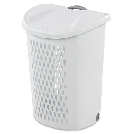 Sterilite Ultra™ Wheeled Hamper, Plastic Laundry Hamper with Handle and Wheels for Easy Transport, White
