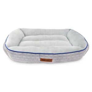 Vibrant Life Lounge Style Pet Bed, Large, Dark Gray with Blue Piping