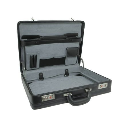Alpine Swiss Mens Briefcase Expandable Genuine Leather Attache Briefcase For Men Dual Combination Lock Business Case