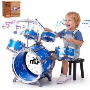Lictin Kids Drum Set for Toddlers, Beginners Jazz Drum Set with Stools, Educational Musical Beginner Instrument Toys Gift for Boys Girls Aged 2 3 4 5 6