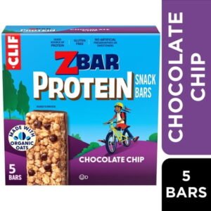 Zbar Protein Chocolate Chip Flavor Snack Bars, Gluten Free Protein Bars, Snacks for Kids, 5 count