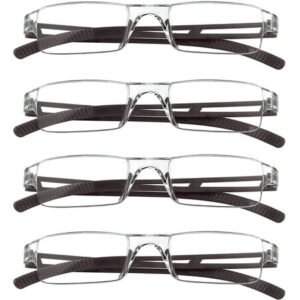 4 Pairs Reading Glasses, Blue Light Blocking Computer Glasses for Women and Men, Fashion Rectangle Eyewear Frame(4 Brown, +2.25 Magnification)