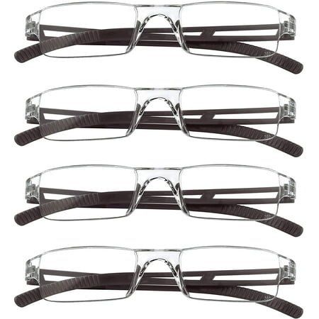 4 Pairs Reading Glasses, Blue Light Blocking Computer Glasses for Women and Men, Fashion Rectangle Eyewear Frame(4 Brown, +2.25 Magnification)