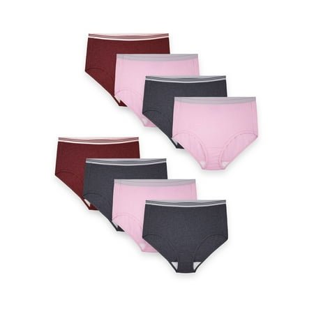 Fit for Me by Fruit of the Loom Women's Plus Size Cotton Brief Underwear, 6+2 Bonus Pack