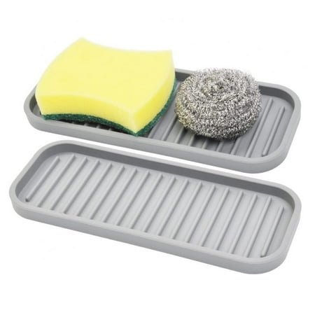 1Pcs Silicone Kitchen Soap Tray, Sink Tray for Kitchen Counter/Soap Bottles, Sponge Holder and Organizer