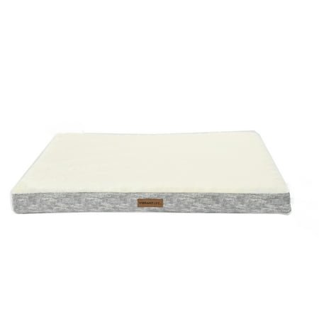 Vibrant Life Large Orthopedic Foam Mat Pet Bed, Gray and White, 35" x 25"