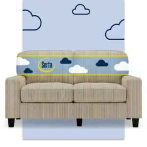 Serta Palisades 61" Track Arm Sofa, Easy Care Polyester, Loveseat for Small Spaces, Beige