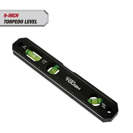 Hyper Tough 9-inch 3 Vial Solid Aluminum Torpedo Level