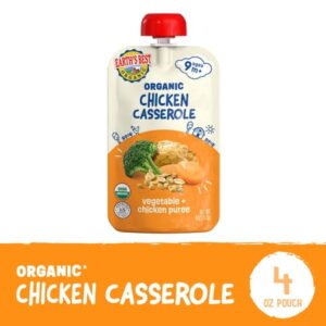 Earth's Best Organic Stage 3 Baby Food, Chicken Casserole Protein & Veggie Puree, 4 oz Pouch