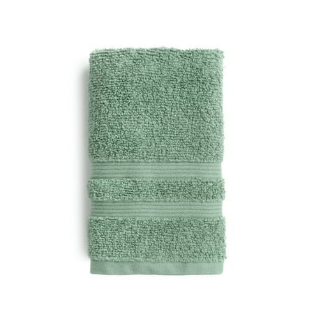 Mainstays Performance Cotton Hand Towel, Super Soft Quick Dry Fade Resistant, Solid Green Sage