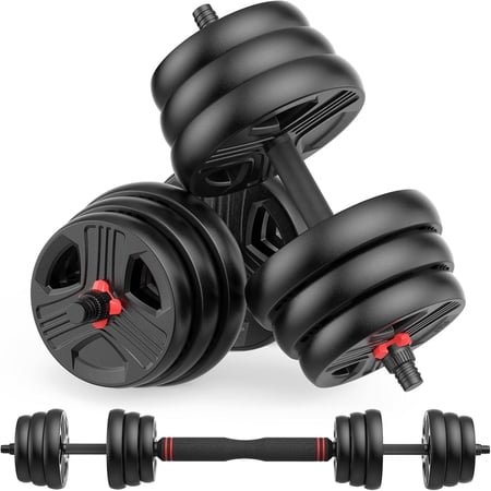 Adjustable Dumbbells, 20lbs Free Weights Dumbbells Convertible 2 in 1 Set Used as Barbell, Kettlebells, A Pair of Lightweight for Home Gym