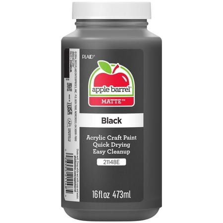 Apple Barrel Acrylic Craft Paint, Matte Finish, Black, 16 fl oz
