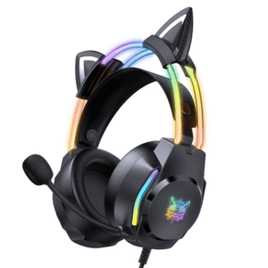 Wired Gaming Headset for PS5 PS4 Xbox PC, ONIKUMA Cat Ear RGB Headphones with Microphone 7.1 Surround Sound Lightweight Adjustable Gaming Headset