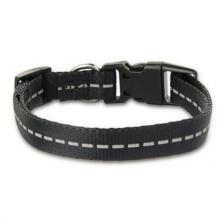 Vibrant Life Reflective Polyester Adjustable Dog Collar, Black, Small