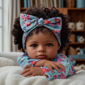 RSG 20 Inch Lifelike Reborn Baby Dolls Black Girl，Soft Body Handmade Real Life Baby Dolls with Clothes and Toy Gift for Kids Age 3+