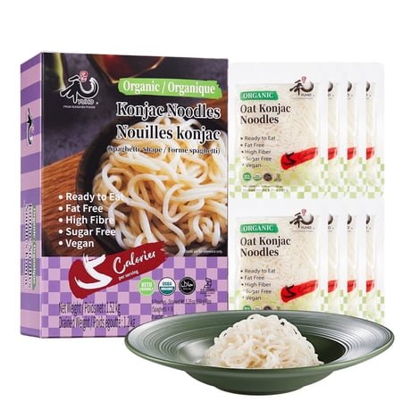 YUHO Organic Shirataki Konjac Spaghetti 8 Pack, Vegan, Low-Calorie, Zero Carbs, 53.61 oz