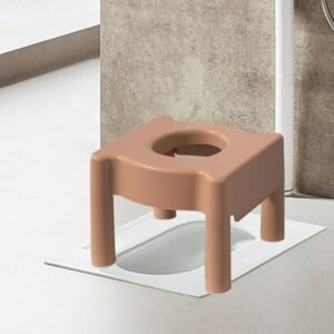 Seniors Squatting Toilet Stool Chair Portable for Bathroom Anti Slip PP Material Easy to Wash Size 33.5x33.5x30cm Practical Commode Stool Khaki Hard Top