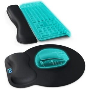 Everlasting Comfort Mouse Pad with Wrist Support, Ergonomic Memory Foam, Relief for Wrist Discomfort, Black