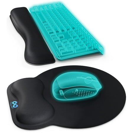 Everlasting Comfort Mouse Pad with Wrist Support, Ergonomic Memory Foam, Relief for Wrist Discomfort, Black