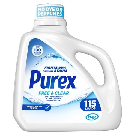 Purex Free & Clear Liquid Detergent, Sensitive Skin, 150 fl oz, 115 loads