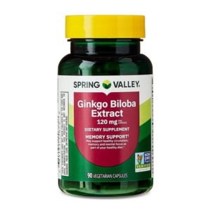 Spring Valley Ginkgo Biloba Extract Dietary Supplement Vegetarian Capsules for Memory Support, 120 mg, 90 Count