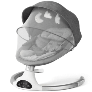 Baby Swing for Infants - Electric Newborn Rocker with 3 Sway Speeds, 10 Lullabies, Portable for Indoor/Outdoor, Touch and Remote Control, Grey