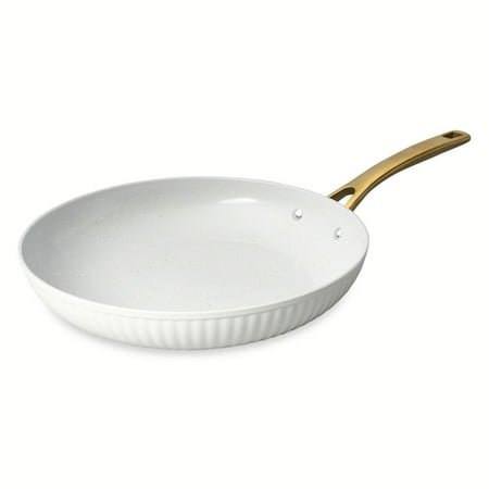 Thyme & Table 12" Non-Stick Signature Ribbed Fry Pan- White & Gold