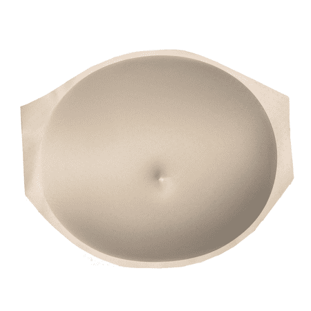 BIMEI Fake Pregnant Belly Sponge Velcro Closure Breathable Lightweight Adjustable Costume for Woman Include Belly Support Band, Beige, S (1-5 months)