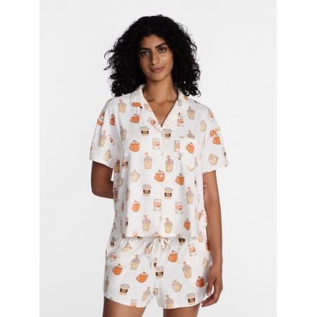 Halloween Women's Notched Top and Shorts Pajama Set from Way to Celebrate, 2-Piece, Sizes XS-3X