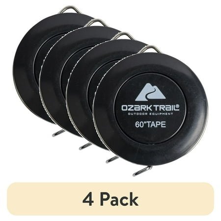 (4 pack) Ozark Trail 60 in Fish Measuring Tape with Push Button Retract, Compact Vinyl Tape Measure for Fishing and Outdoor Use