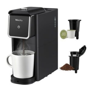 Mecity Compact Coffee Maker for Ground Coffee & Loose Tea - Single Serve, 6-12 Oz Brew, Black
