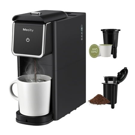 Mecity Compact Coffee Maker for Ground Coffee & Loose Tea - Single Serve, 6-12 Oz Brew, Black