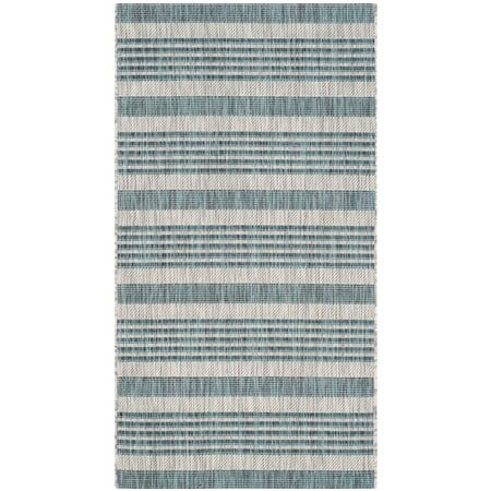 SAFAVIEH Courtyard Patrice Striped Indoor/Outdoor Area Rug, 2'7" x 5', Grey/Blue