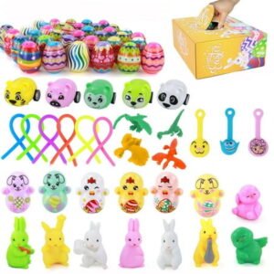 Lolmot 36Pcs Easter Eggs Fillers, Easter Basket Stuffers, Easter Eggs with Toys Inside, Easter Toy Suit Tumbler Children's Gift Kneading Music Decompression Toys