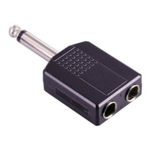 FRCOLOR 2Pcs Male to Female 6.35mm Double Mono Headphone Microphone Y Splitter Converter 1/4 Inch Stereo Audio Jack Plug Adapter (Black)
