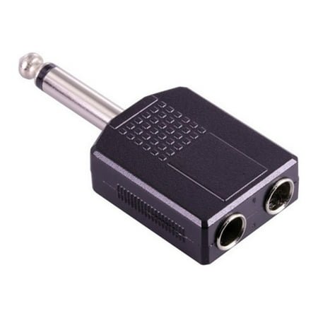 FRCOLOR 2Pcs Male to Female 6.35mm Double Mono Headphone Microphone Y Splitter Converter 1/4 Inch Stereo Audio Jack Plug Adapter (Black)