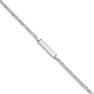 4.5mm 14k White Gold Figaro Link ID Bracelet - 2.2 Grams - 7 Inch