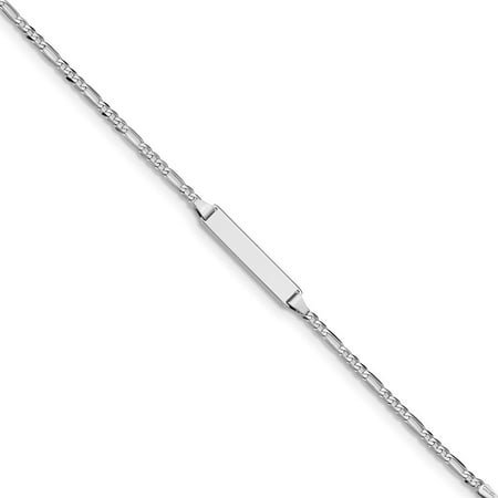 4.5mm 14k White Gold Figaro Link ID Bracelet - 2.2 Grams - 7 Inch