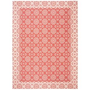 SAFAVIEH Courtyard Austin Geometric Indoor/Outdoor Area Rug, 9' x 12', Red/Cream